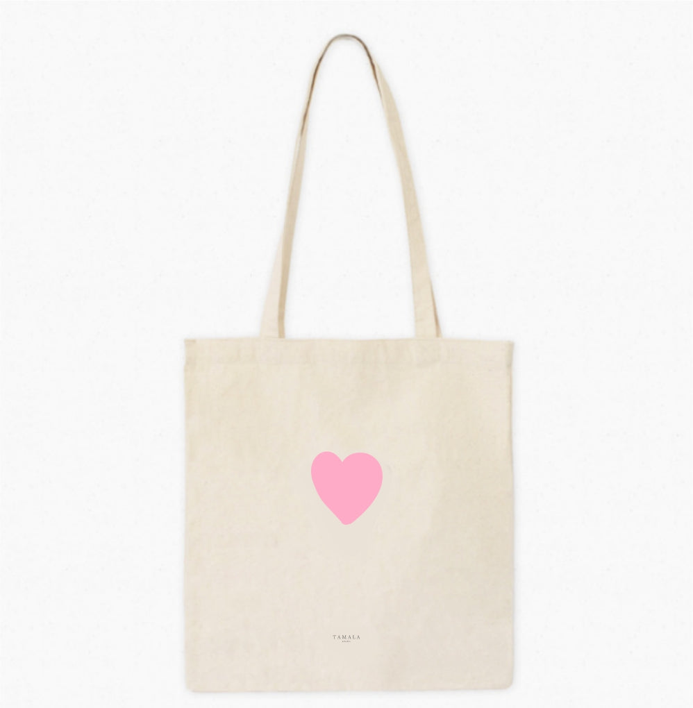 Tasche aus nachhaltiger Baumwolle - Rosa Herz