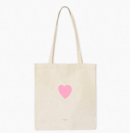 Tasche aus nachhaltiger Baumwolle - Rosa Herz