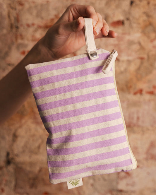 Kosmetiktasche - Lila gestreift