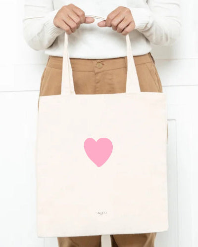 Tasche aus nachhaltiger Baumwolle - Rosa Herz